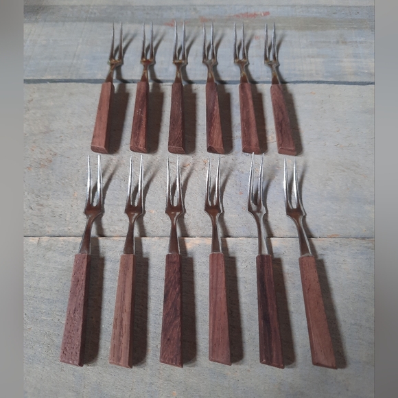 Vintage Mini Cocktail Forks Appetizer Bar Hors D'oeuvre - Picture 2 of 14